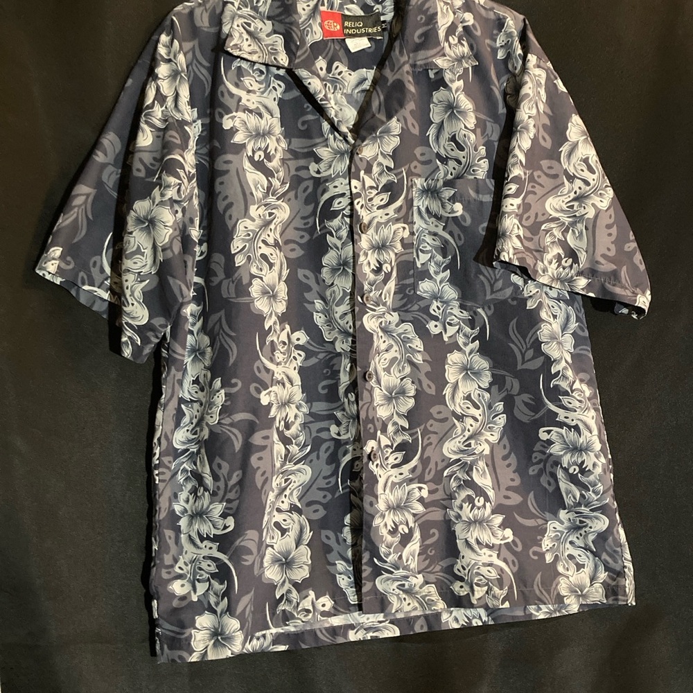 Men's Floral Casual Button Down Shirt - Blue and White